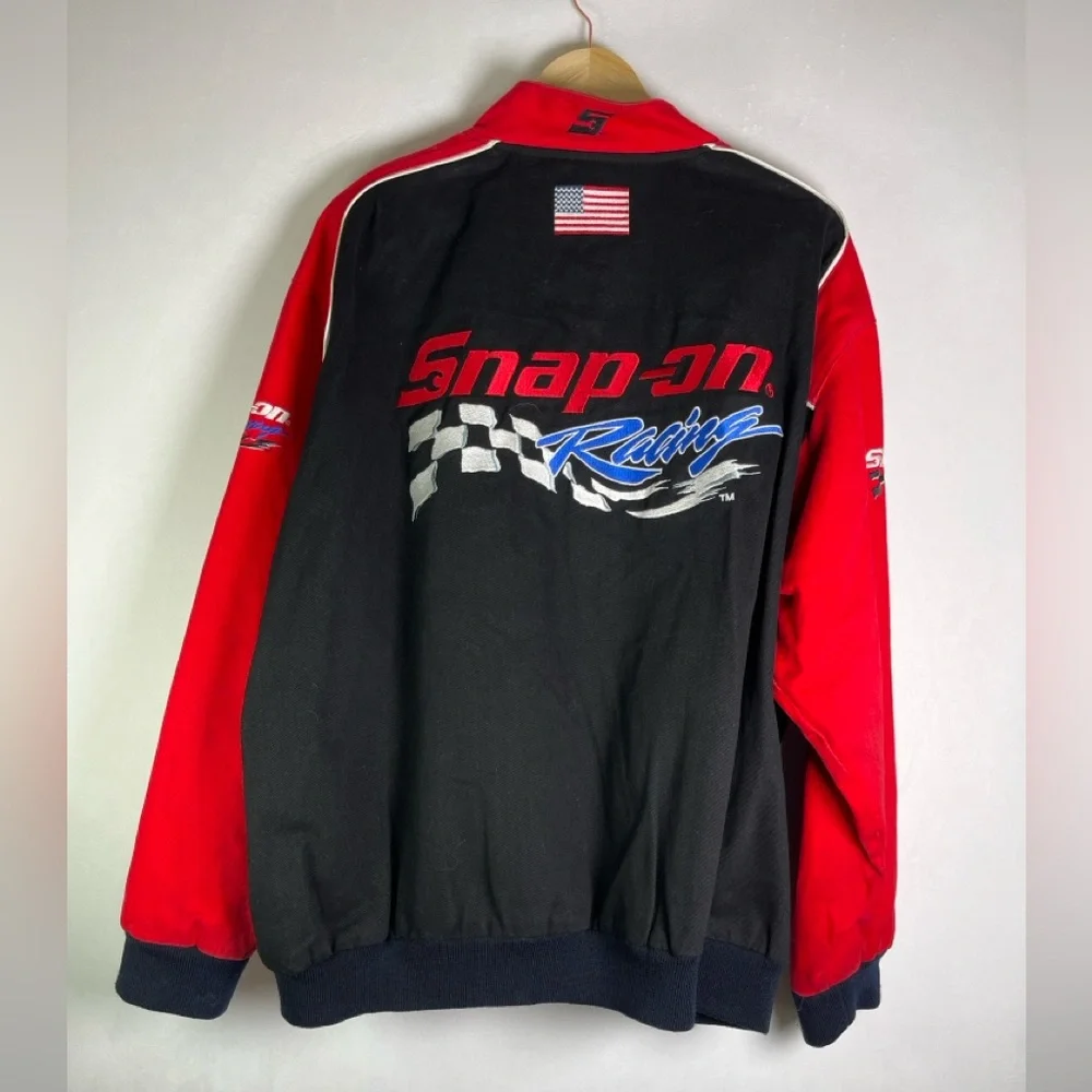 Vintage Snap-On Racing Men’s XL twill jacket embroidered red blk mechanic Y2K - Picture 9 of 16